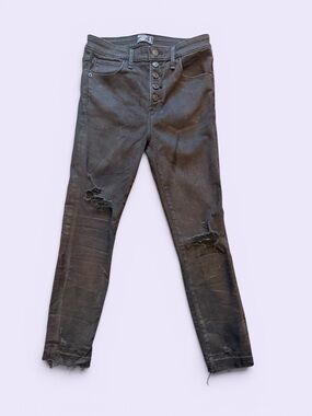 Abercrombie & Fitch Black Distressed Simone High-Rise Ankle Skinny Jeans